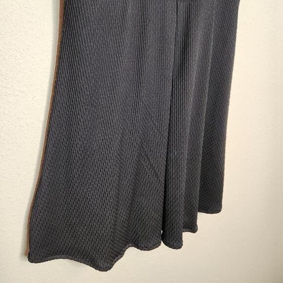 Free People Size Medium Black Waffle Knit Dress With Crocheted Collar - Picture 4 of 15